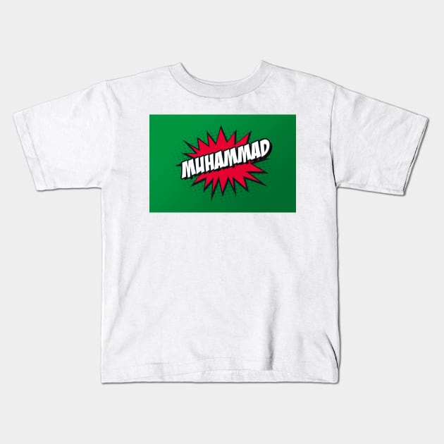 Personalised 'Muhammad' Kapow Wow Cartoon Comic Style Design Kids T-Shirt by LTFRstudio